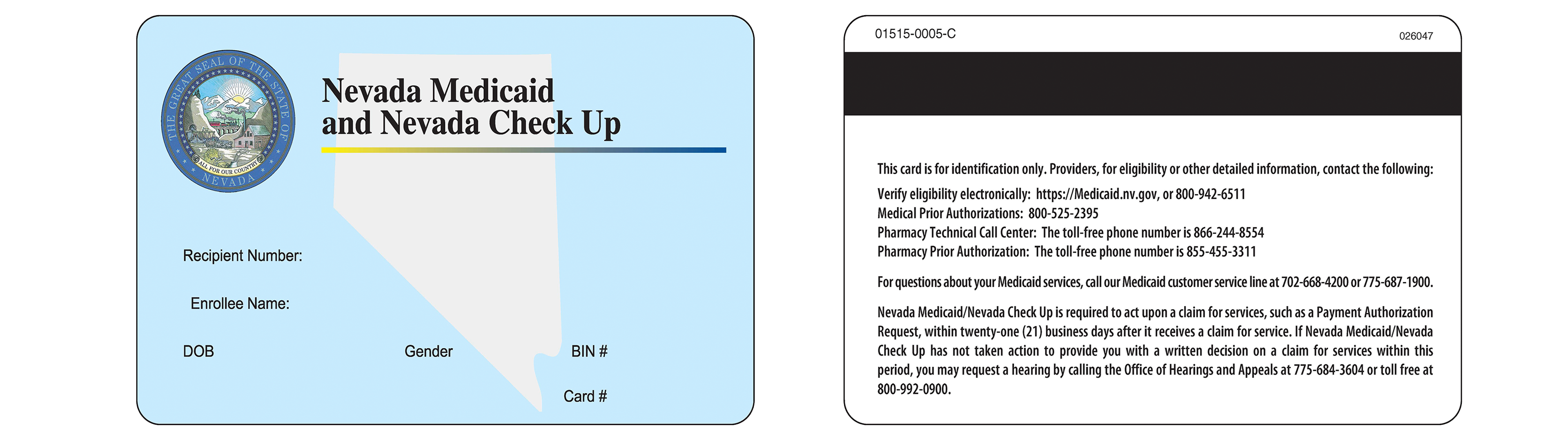 State Medicaid ID card example